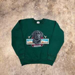 Vintage Lee Black Labrador Retriever Crewneck Sweatshirt Forest Green XL